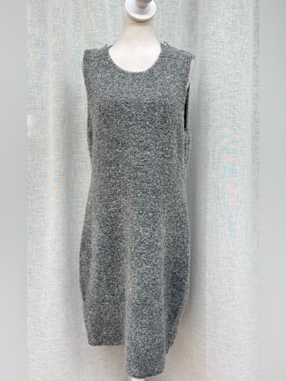 Donna Karan New York knitted gray boucle sleeveless dress